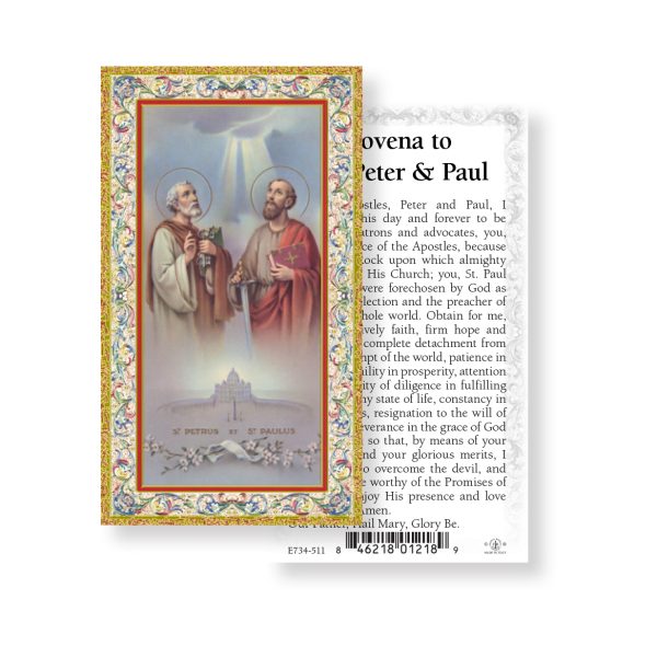 Saints Peter and Paul - Gold Stamped Paper Prayer Card (pack of 100)