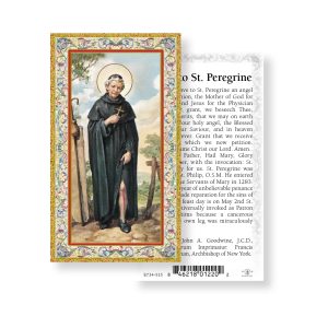 Saint Peregrine Gold-Stamped Paper Prayer Card (pack of 100)