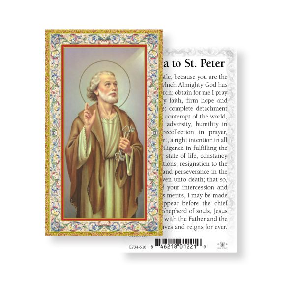 Saint Peter - Gold Stamped Paper Prayer Card (pack of 100)