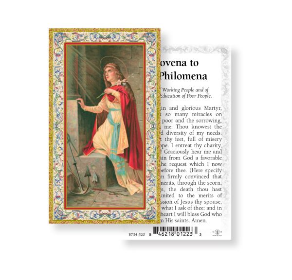 Saint Philomena Gold-Stamped Paper Prayer Card (pack of 100)
