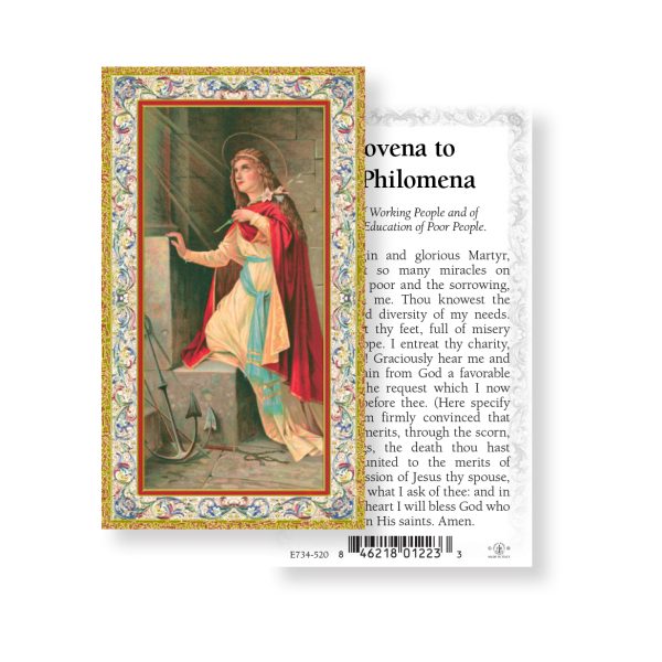 Saint Philomena - Gold Stamped Paper Prayer Card (pack of 100)