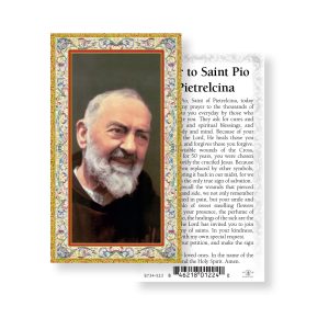 Saint Pio Gold-Stamped Paper Prayer Card (pack of 100)
