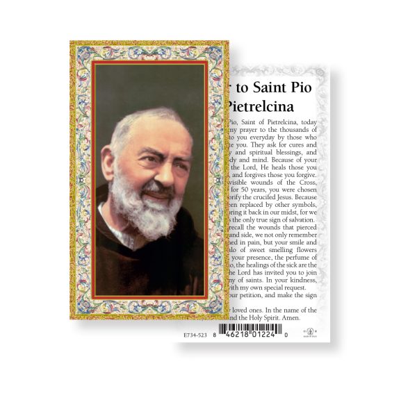 Saint Pio Gold-Stamped Paper Prayer Card (pack of 100)