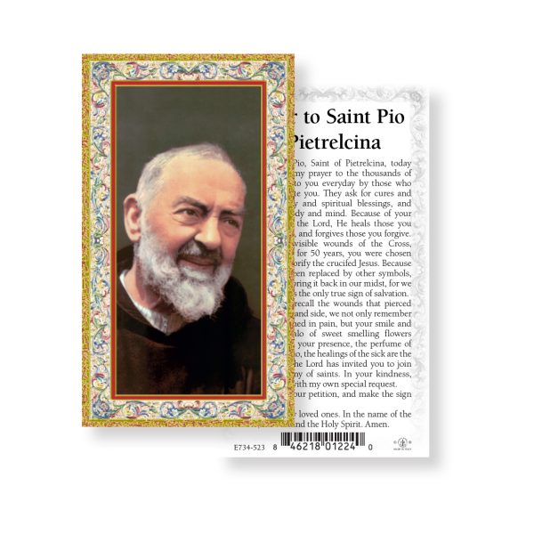 Saint Pio - Gold Stamped Paper Prayer Card (pack of 100)