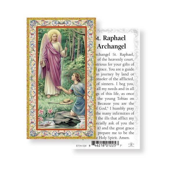 Saint Raphael the Archangel - Gold Stamped Paper Prayer Card (pack of 100)