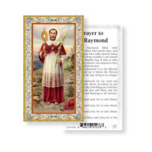 Saint Raymond Gold-Stamped Paper Prayer Card (pack of 100)