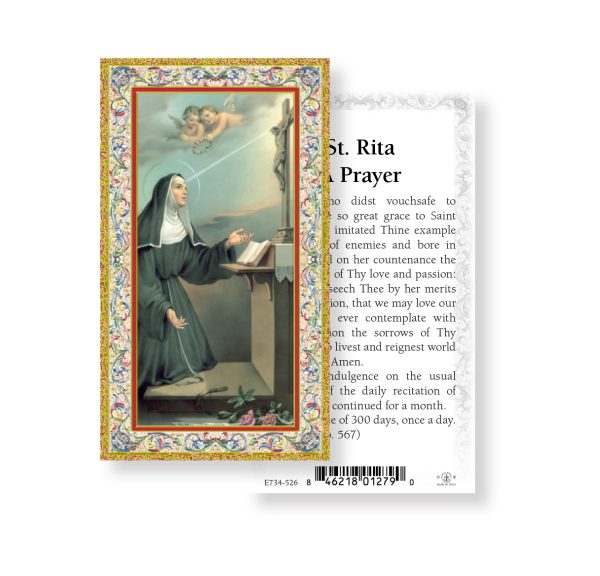 Saint Rita Gold-Stamped Paper Prayer Card (pack of 100)