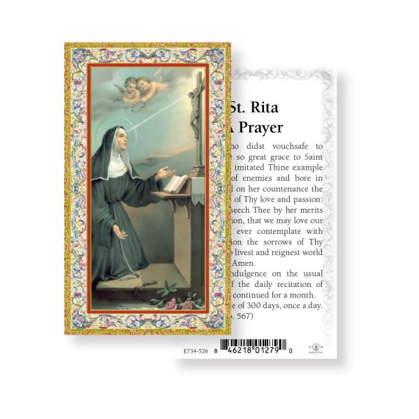 Saint Rita - Gold Stamped Paper Prayer Card (pack of 100)