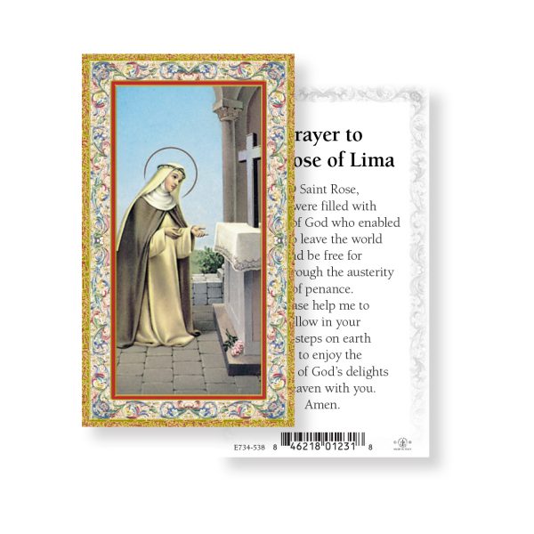 Saint Rose of Lima - Gold Stamped Paper Prayer Card (pack of 100)