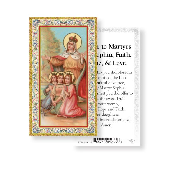 Saint Sophia Gold-Stamped Paper Prayer Card (pack of 100)