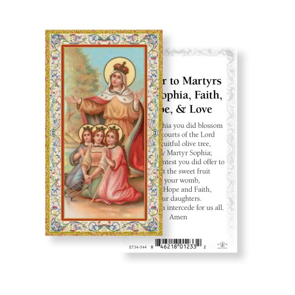 Saint Sophia - Gold Stamped Paper Prayer Card (pack of 100)