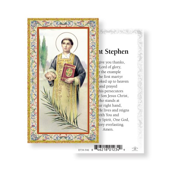 Saint Stephen - Gold Stamped Paper Prayer Card (pack of 100)