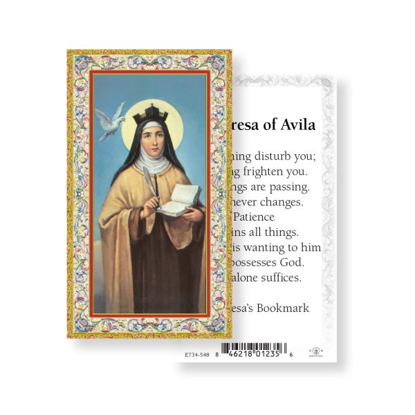 Saint Teresa of Avila - Gold Stamped Paper Prayer Card (pack of 100)