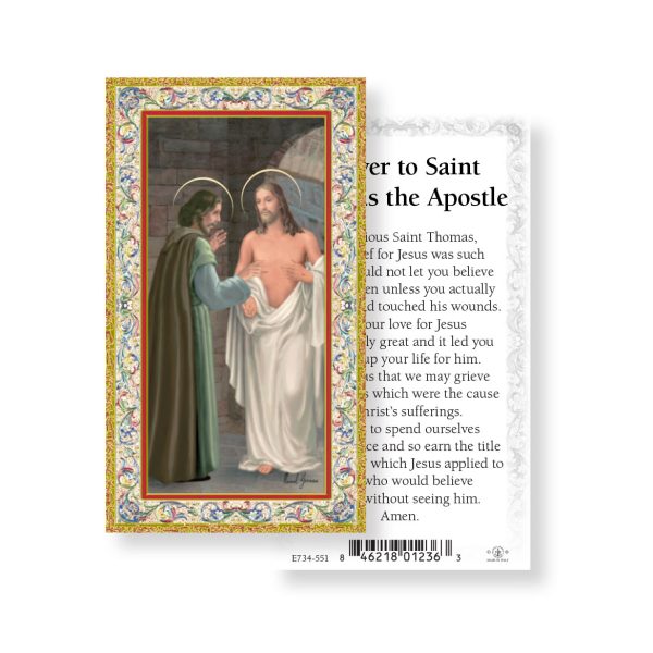 Saint Thomas the Apostle - Gold Stamped Paper Prayer Card (pack of 100)