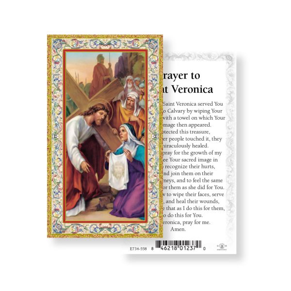 Saint Veronica - Gold Stamped Paper Prayer Card (pack of 100)