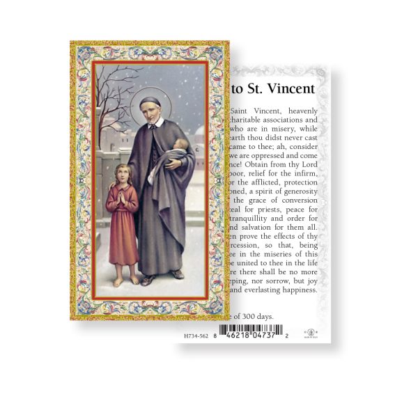 Saint Vincent de Paul Gold-Stamped Paper Prayer Card (pack of 100)