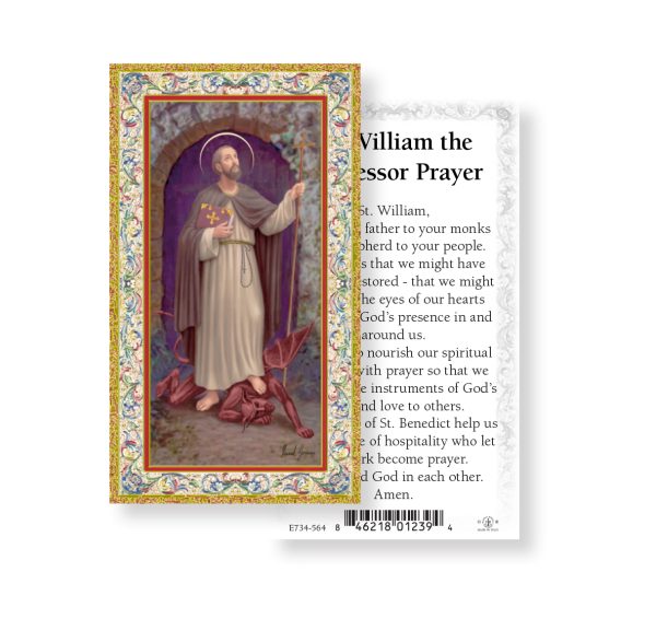 Saint William Gold-Stamped Paper Prayer Card (pack of 100)