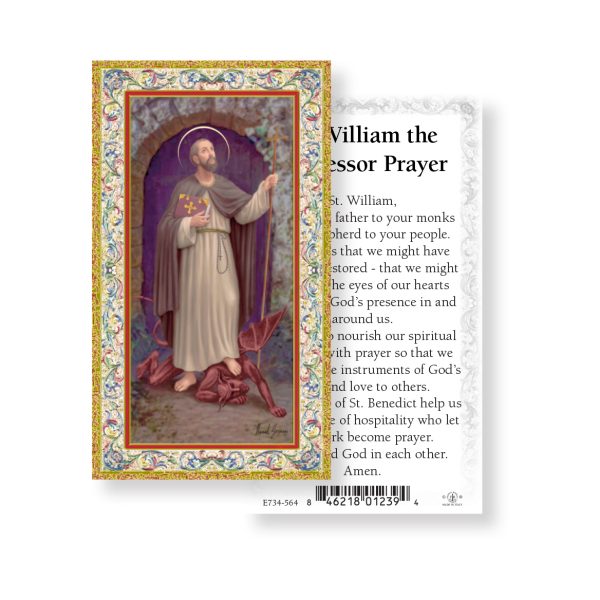 Saint William - Gold Stamped Paper Prayer Card (pack of 100)