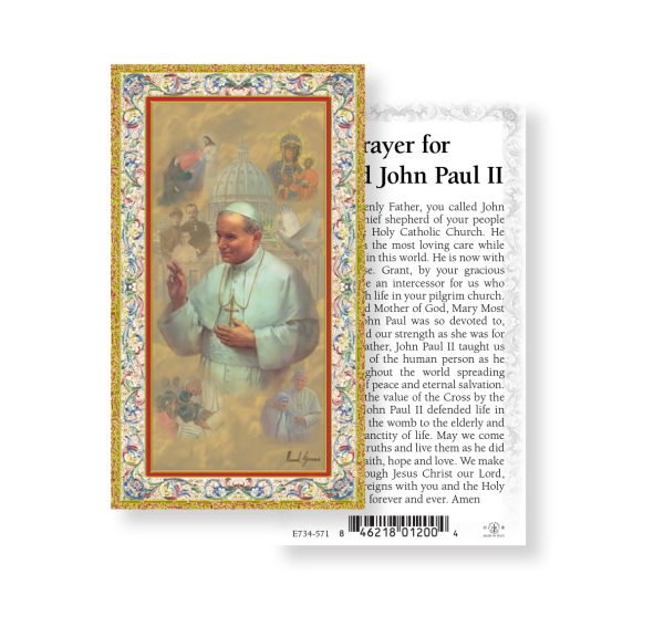 Saint John Paul II Gold-Stamped Paper Prayer Card (pack of 100)