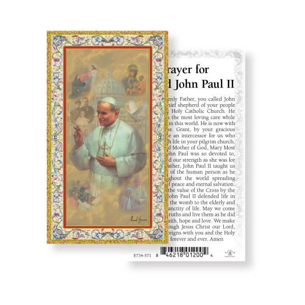 Saint John Paul II - Gold Stamped Paper Prayer Card (pack of 100)