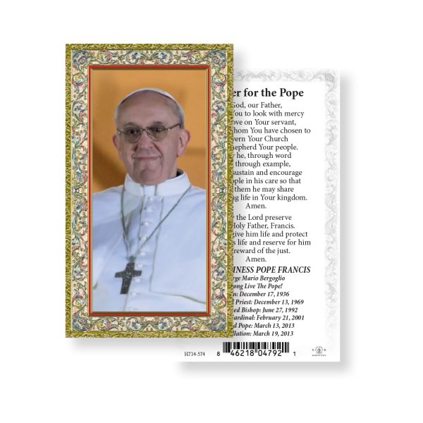 Pope Francis - Gold Stamped Paper Prayer Card (pack of 100)