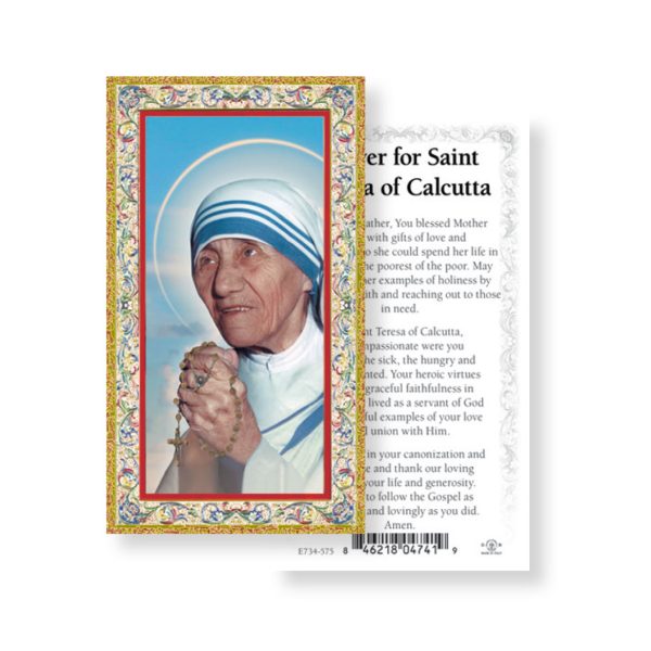 Saint Teresa of Calcutta - Gold Stamped Paper Prayer Card (pack of 100)