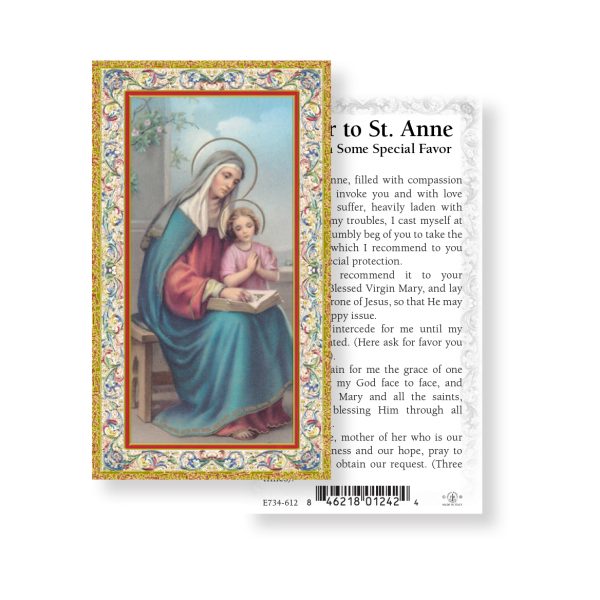 Saint Anne - Gold Stamped Paper Prayer Card (pack of 100)