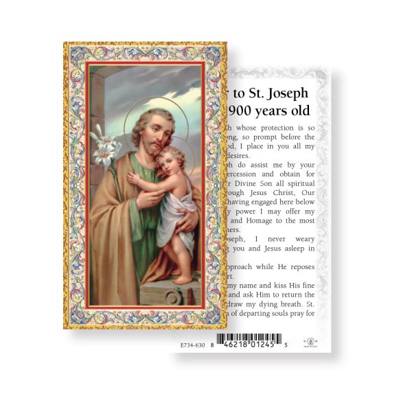 Saint Joseph Over 1900 Years Old - Gold Stamped Paper Prayer Card (pack of 100)