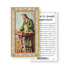 Saint Joseph Employment Prayer Gold-Stamped Paper Prayer Card (pack of 100)