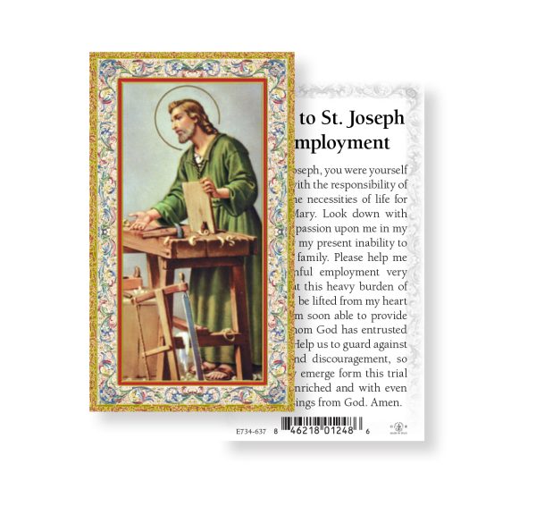 Saint Joseph Employment Prayer Gold-Stamped Paper Prayer Card (pack of 100)
