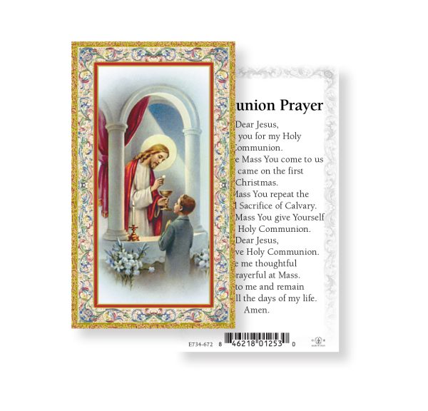 Communion Boy Gold-Stamped Paper Prayer Card (pack of 100)