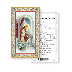 Communion Girl Gold-Stamped Paper Prayer Card (pack of 100)