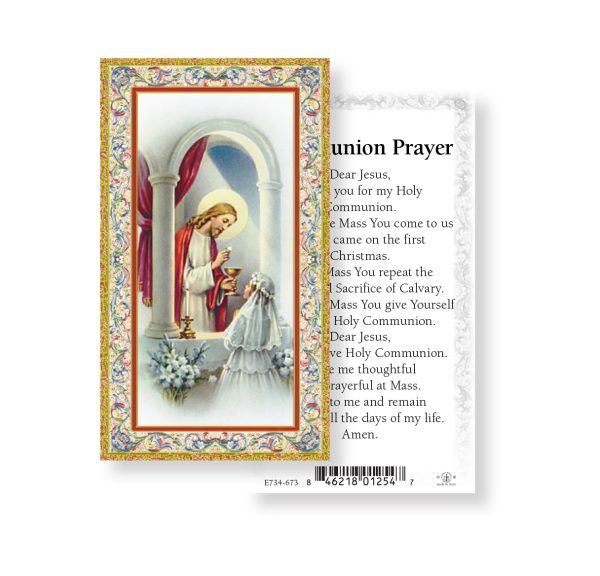 Communion Girl Gold-Stamped Paper Prayer Card (pack of 100)