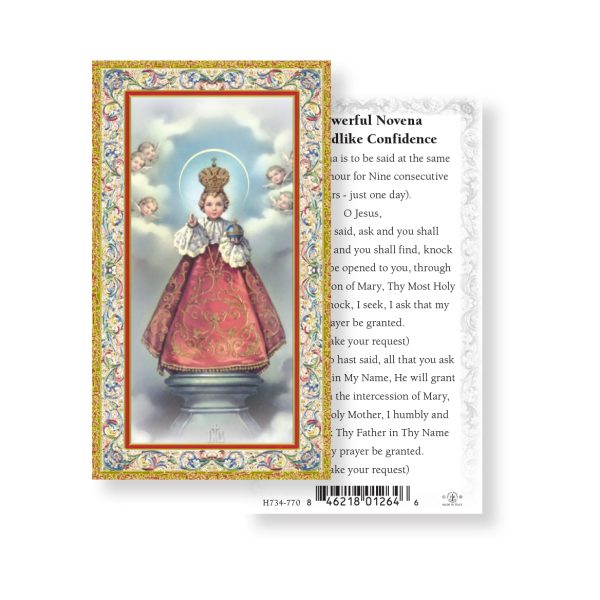 Infant of Prague Novena - Gold Stamped Paper Prayer Card (pack of 100)