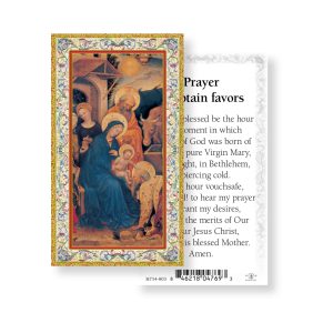 Prayer to Obtain Favors - Christmas Gold-Stamped Paper Prayer Card (pack of 100)