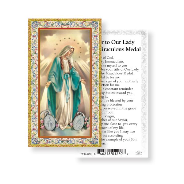 Our Lady of the Miraculous Medal - Gold Stamped Paper Prayer Card (pack of 100)