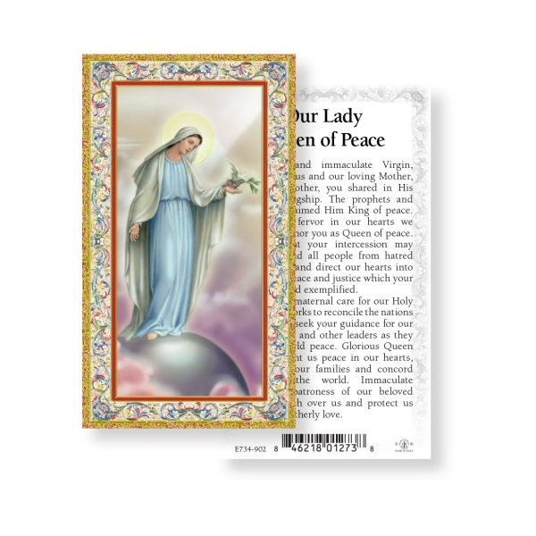 Our Lady Queen of Peace - Gold Stamped Paper Prayer Card (pack of 100)