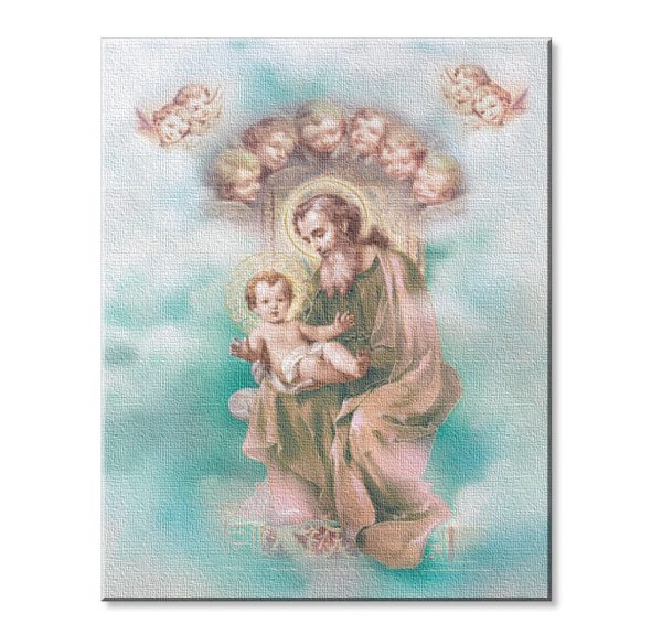 8" x 10" St. Joseph and Child Enthroned Canvas Print (sold in packages of 3)