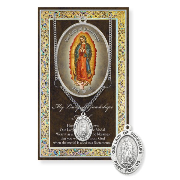 Our Lady of Guadalupe Pewter Medal on an 18" Chain with Biography