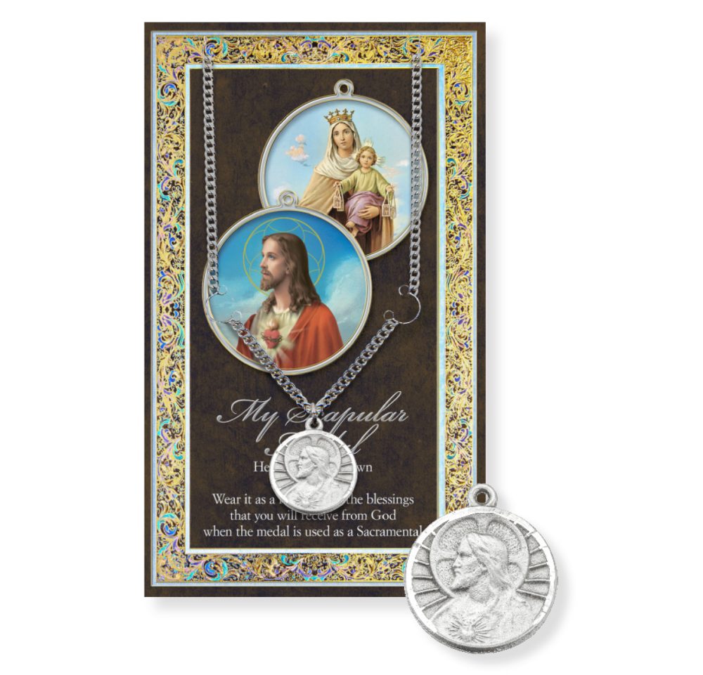 Scapular Pewter Medal on a 24" Chain with Prayer