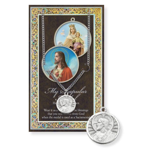 Scapular Pewter Medal on a 24" Chain with Prayer