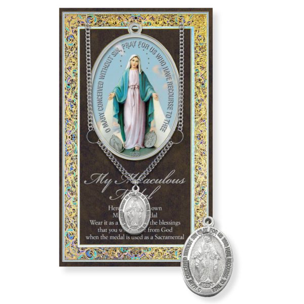 Miraculous Medal Pewter – 18" Chain with Biography