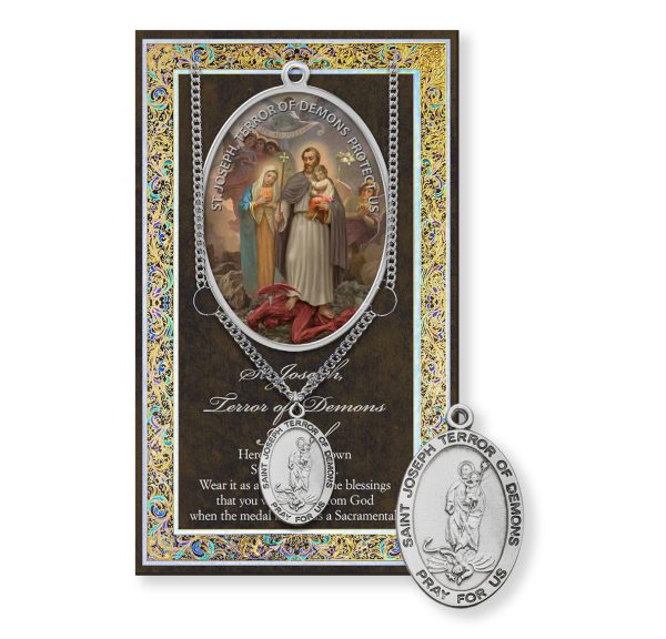 Saint Joseph "Terror of Demons" Biography Folder and Patron Saint Medal