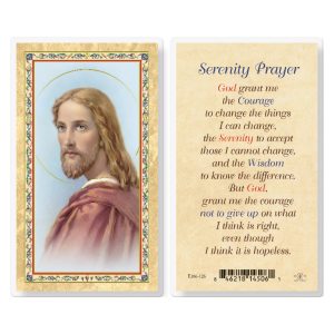 Serenity Prayer - Head of Christ Gold-Stamped Laminated Prayer Card (pack of 25)