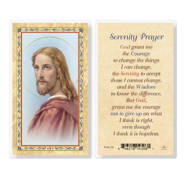 Serenity Prayer - Head of Christ Gold-Stamped Laminated Prayer Card (pack of 25)