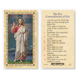 The Ten Commandments - Christs Blessing Gold-Stamped Laminated Prayer Card (pack of 25)