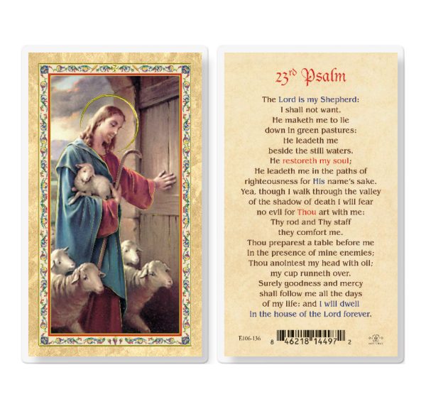 Twenty Third Psalm - Good Shepherd Gold-Stamped Laminated Prayer Card (pack of 25)