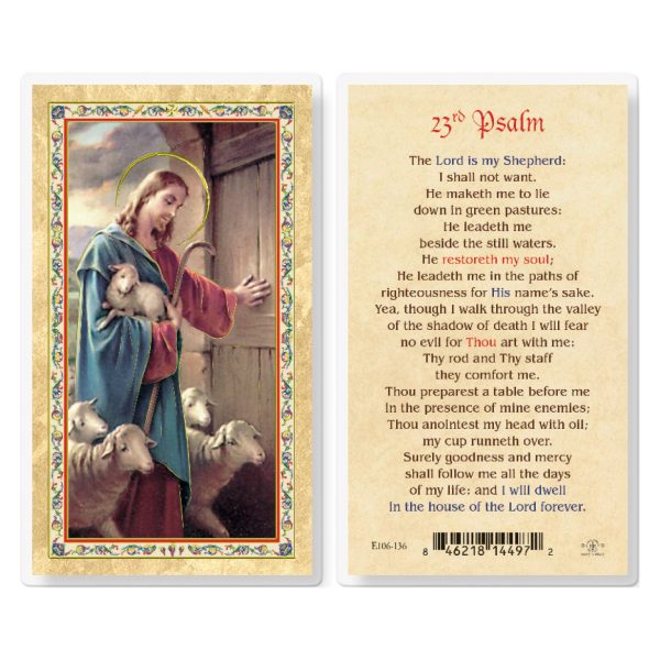 Twenty Third Psalm - Good Shepherd Gold-Stamped Laminated Prayer Card (pack of 25)
