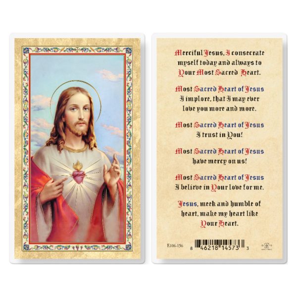 Sacred Heart of Jesus Prayer Gold-Stamped Laminated Prayer Card (pack of 25)