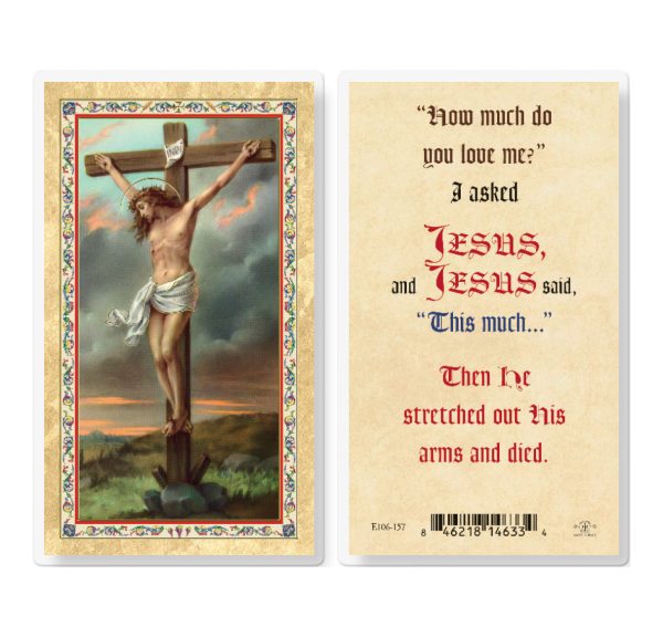 I Asked Jesus Crucifixion Gold-Stamped Laminated Prayer Card (pack of 25)